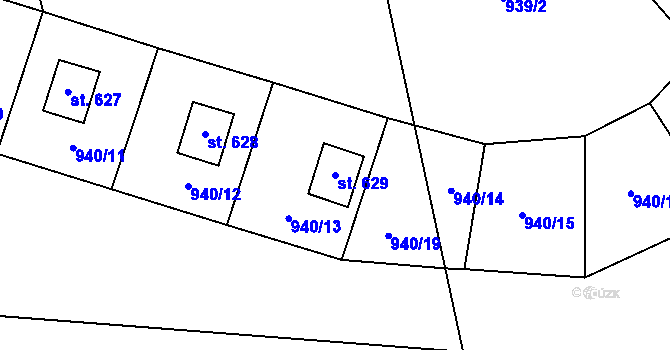 Parcela st. 629 v KÚ Hořejší Vrchlabí, Katastrální mapa