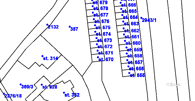 Parcela st. 671 v KÚ Hořejší Vrchlabí, Katastrální mapa