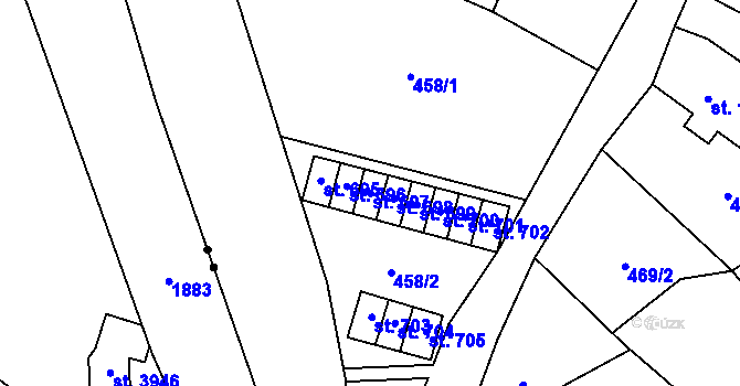 Parcela st. 697 v KÚ Hořejší Vrchlabí, Katastrální mapa