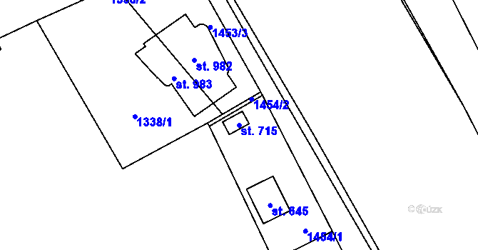 Parcela st. 715 v KÚ Hořejší Vrchlabí, Katastrální mapa