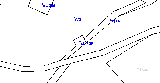 Parcela st. 739 v KÚ Hořejší Vrchlabí, Katastrální mapa