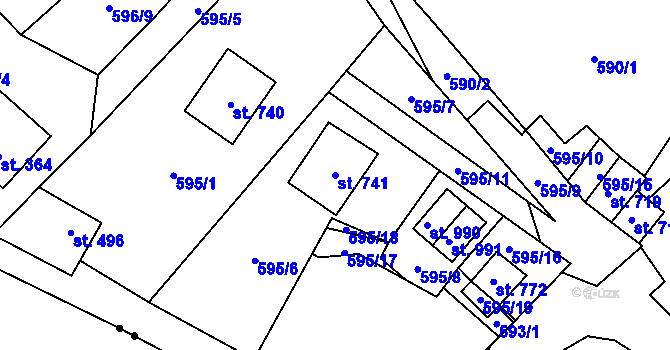 Parcela st. 741 v KÚ Hořejší Vrchlabí, Katastrální mapa