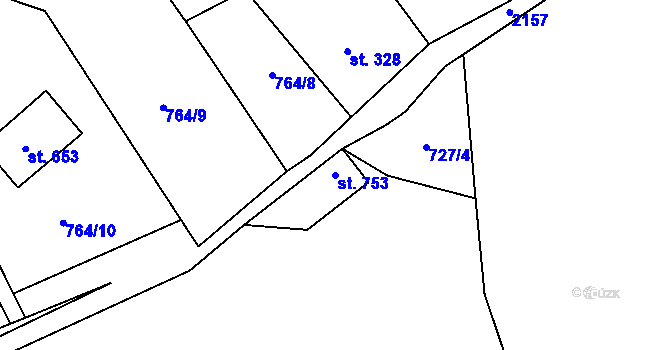 Parcela st. 753 v KÚ Hořejší Vrchlabí, Katastrální mapa