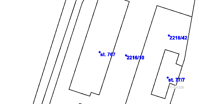Parcela st. 767 v KÚ Hořejší Vrchlabí, Katastrální mapa