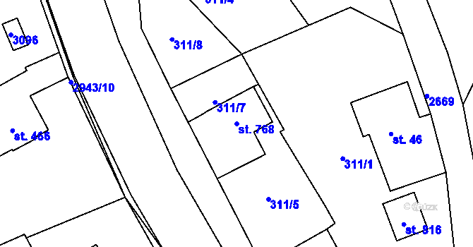 Parcela st. 768 v KÚ Hořejší Vrchlabí, Katastrální mapa