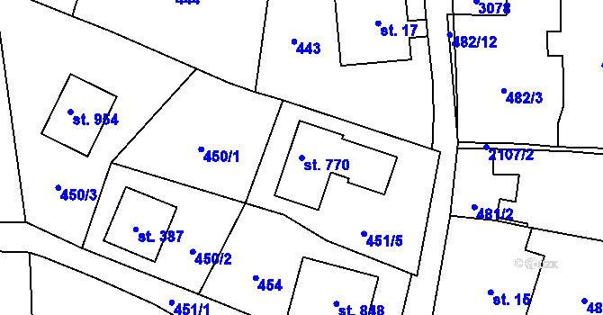 Parcela st. 770 v KÚ Hořejší Vrchlabí, Katastrální mapa