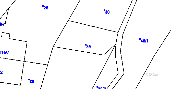 Parcela st. 29 v KÚ Hořejší Vrchlabí, Katastrální mapa