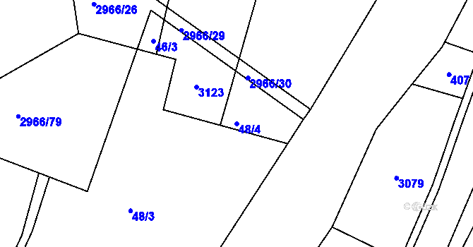 Parcela st. 48/4 v KÚ Hořejší Vrchlabí, Katastrální mapa