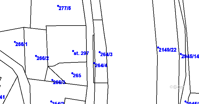 Parcela st. 264/3 v KÚ Hořejší Vrchlabí, Katastrální mapa