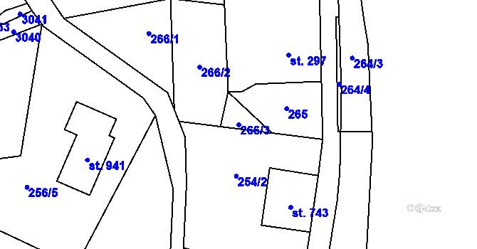Parcela st. 266/3 v KÚ Hořejší Vrchlabí, Katastrální mapa