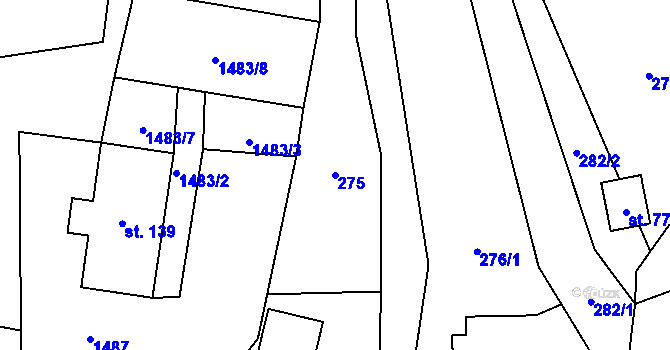 Parcela st. 275 v KÚ Hořejší Vrchlabí, Katastrální mapa