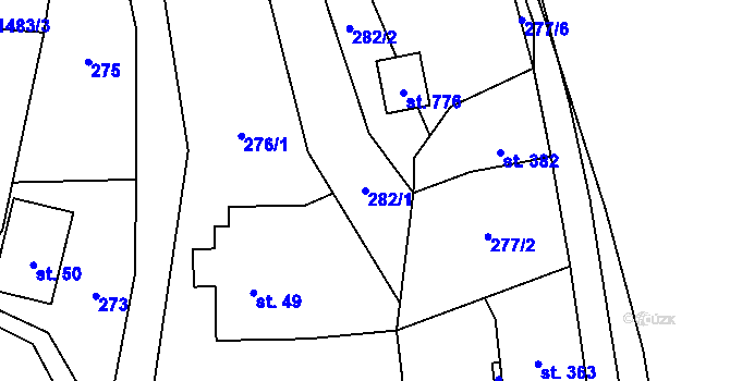 Parcela st. 282/1 v KÚ Hořejší Vrchlabí, Katastrální mapa