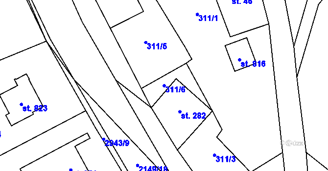 Parcela st. 311/6 v KÚ Hořejší Vrchlabí, Katastrální mapa