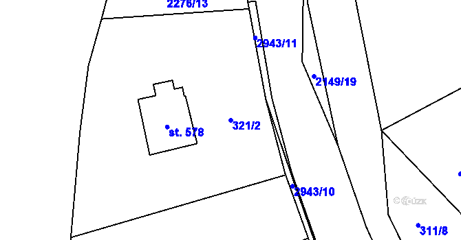 Parcela st. 321/2 v KÚ Hořejší Vrchlabí, Katastrální mapa