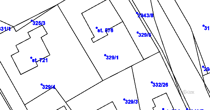 Parcela st. 329/1 v KÚ Hořejší Vrchlabí, Katastrální mapa