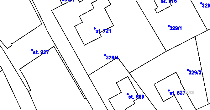Parcela st. 329/4 v KÚ Hořejší Vrchlabí, Katastrální mapa