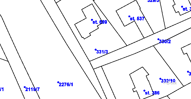 Parcela st. 331/3 v KÚ Hořejší Vrchlabí, Katastrální mapa