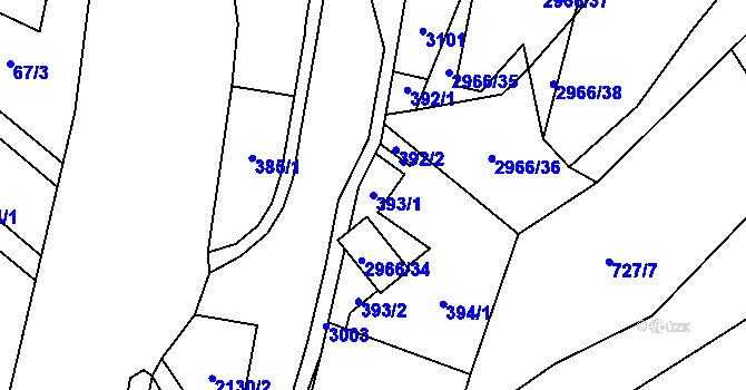 Parcela st. 393/1 v KÚ Hořejší Vrchlabí, Katastrální mapa
