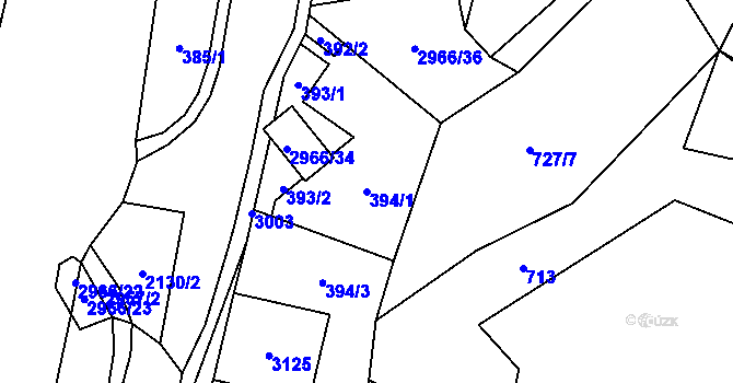 Parcela st. 394/1 v KÚ Hořejší Vrchlabí, Katastrální mapa