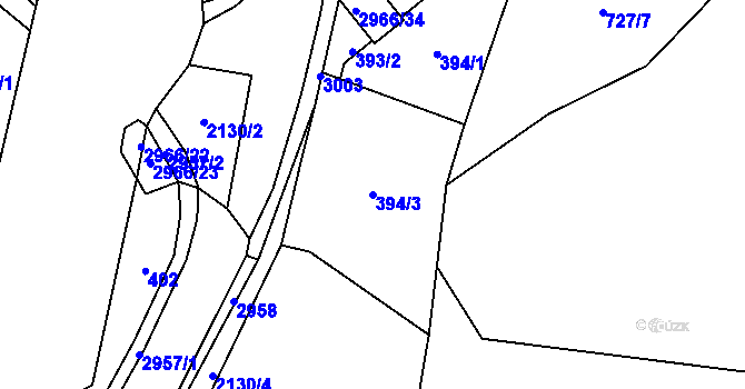 Parcela st. 394/3 v KÚ Hořejší Vrchlabí, Katastrální mapa