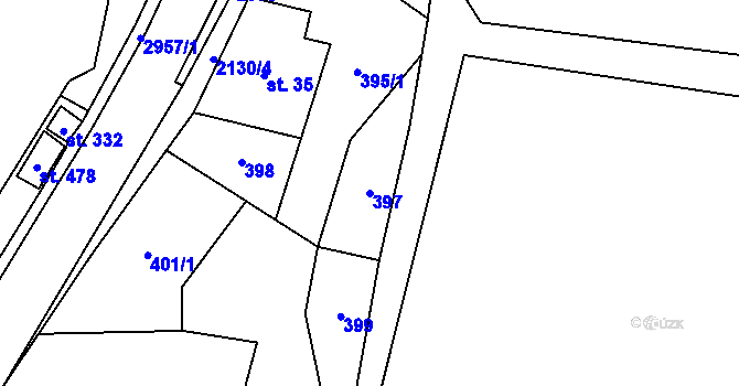 Parcela st. 397 v KÚ Hořejší Vrchlabí, Katastrální mapa
