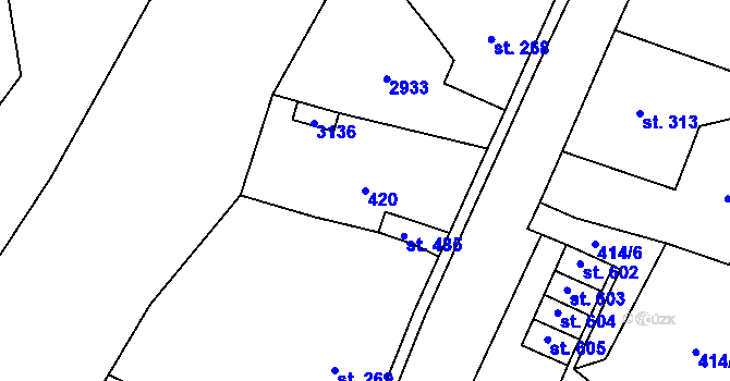 Parcela st. 420 v KÚ Hořejší Vrchlabí, Katastrální mapa
