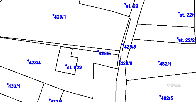 Parcela st. 428/5 v KÚ Hořejší Vrchlabí, Katastrální mapa