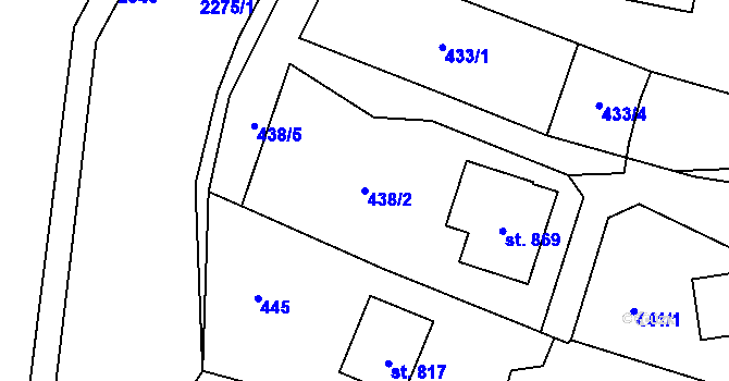Parcela st. 438/2 v KÚ Hořejší Vrchlabí, Katastrální mapa