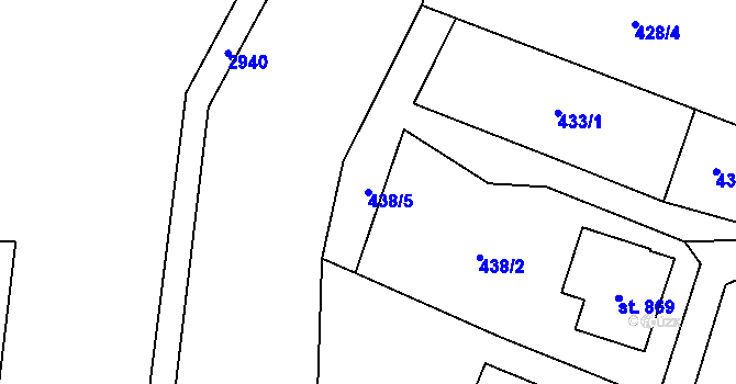 Parcela st. 438/5 v KÚ Hořejší Vrchlabí, Katastrální mapa