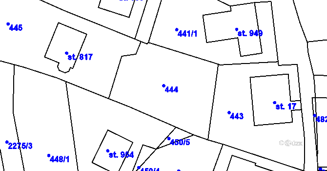 Parcela st. 444 v KÚ Hořejší Vrchlabí, Katastrální mapa