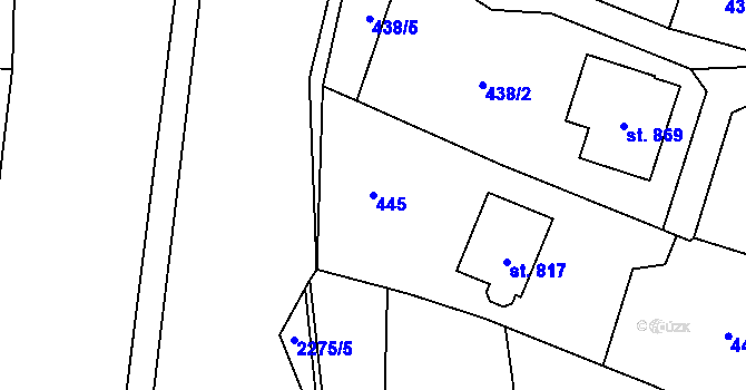 Parcela st. 445 v KÚ Hořejší Vrchlabí, Katastrální mapa