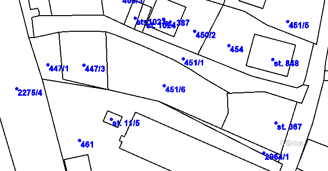 Parcela st. 451/6 v KÚ Hořejší Vrchlabí, Katastrální mapa