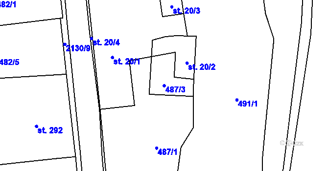 Parcela st. 487/3 v KÚ Hořejší Vrchlabí, Katastrální mapa