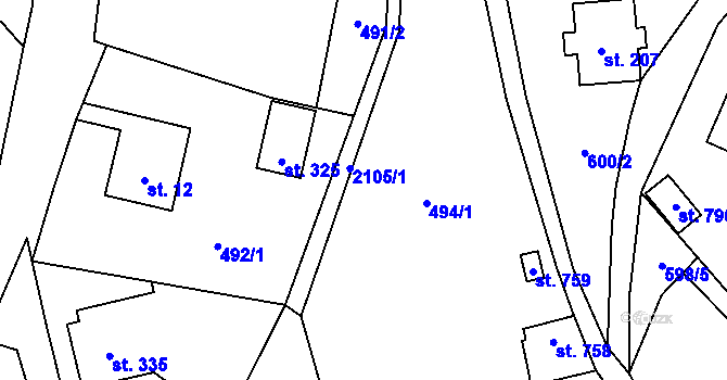 Parcela st. 494/2 v KÚ Hořejší Vrchlabí, Katastrální mapa