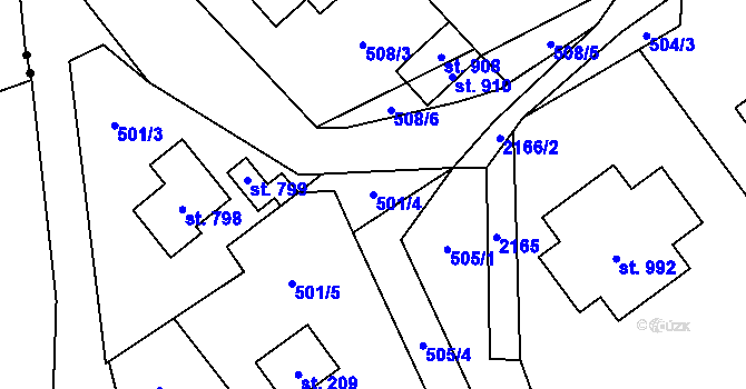 Parcela st. 501/4 v KÚ Hořejší Vrchlabí, Katastrální mapa