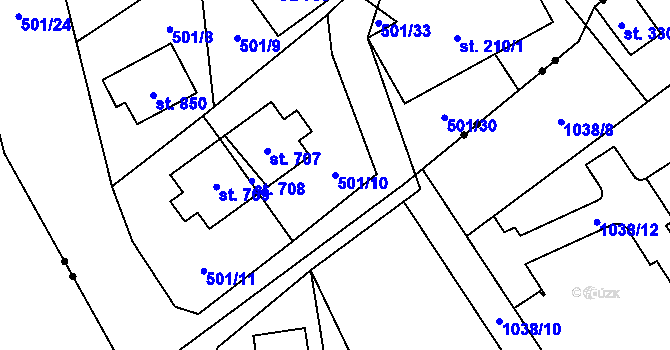 Parcela st. 501/10 v KÚ Hořejší Vrchlabí, Katastrální mapa