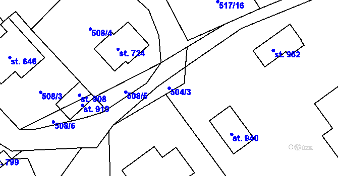 Parcela st. 504/3 v KÚ Hořejší Vrchlabí, Katastrální mapa