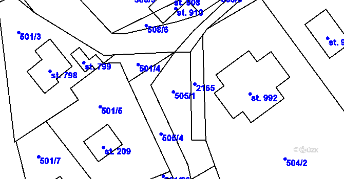 Parcela st. 505/1 v KÚ Hořejší Vrchlabí, Katastrální mapa