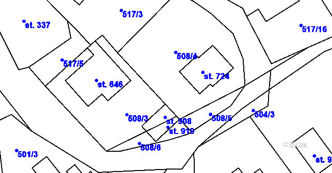 Parcela st. 508/1 v KÚ Hořejší Vrchlabí, Katastrální mapa