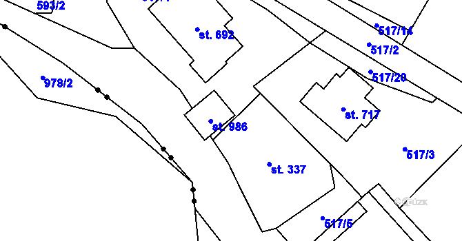 Parcela st. 517/6 v KÚ Hořejší Vrchlabí, Katastrální mapa