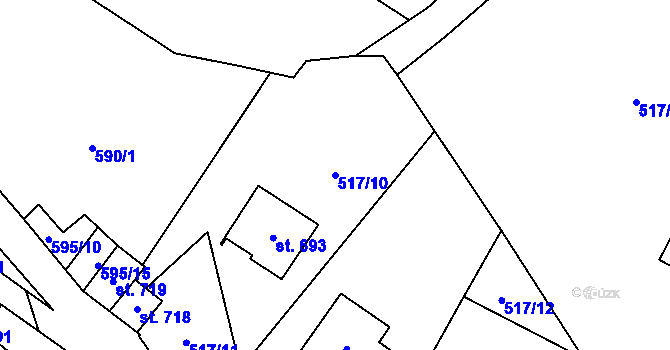 Parcela st. 517/10 v KÚ Hořejší Vrchlabí, Katastrální mapa