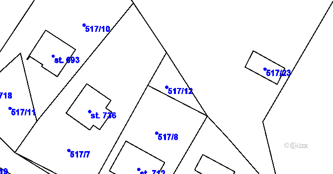 Parcela st. 517/12 v KÚ Hořejší Vrchlabí, Katastrální mapa