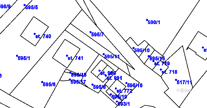 Parcela st. 595/11 v KÚ Hořejší Vrchlabí, Katastrální mapa