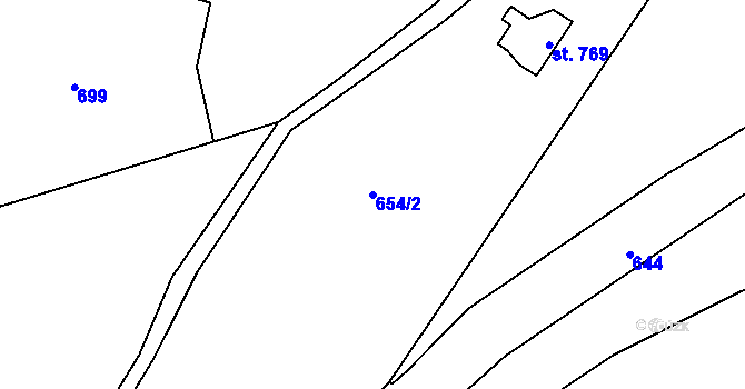 Parcela st. 654/2 v KÚ Hořejší Vrchlabí, Katastrální mapa