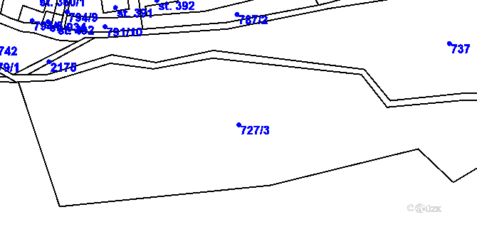 Parcela st. 727/3 v KÚ Hořejší Vrchlabí, Katastrální mapa