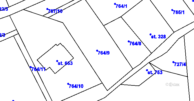 Parcela st. 764/9 v KÚ Hořejší Vrchlabí, Katastrální mapa