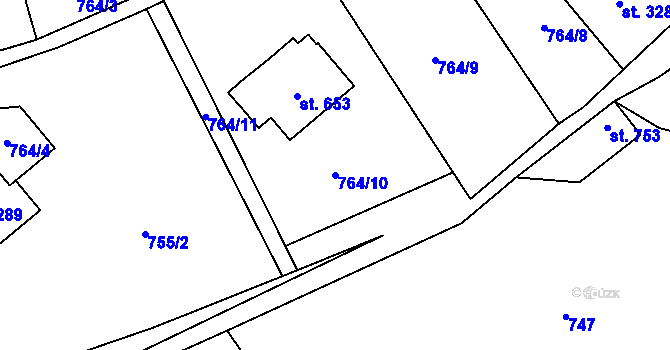 Parcela st. 764/10 v KÚ Hořejší Vrchlabí, Katastrální mapa