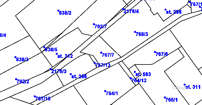 Parcela st. 767/7 v KÚ Hořejší Vrchlabí, Katastrální mapa