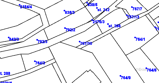 Parcela st. 767/10 v KÚ Hořejší Vrchlabí, Katastrální mapa