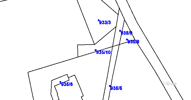 Parcela st. 935/10 v KÚ Hořejší Vrchlabí, Katastrální mapa